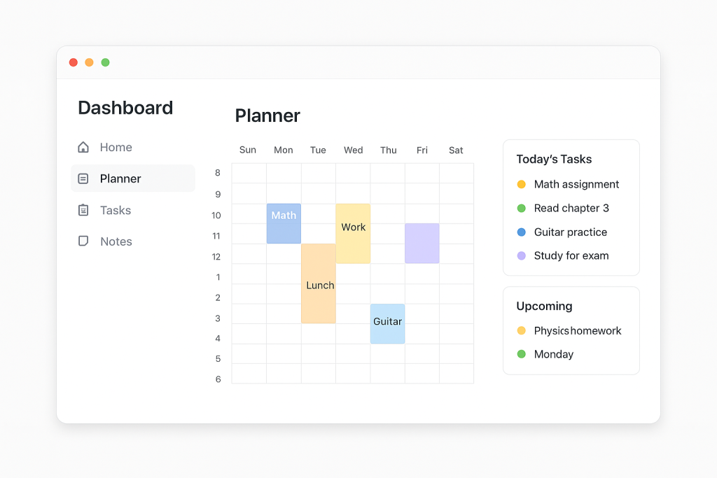 digital dashboard planner
